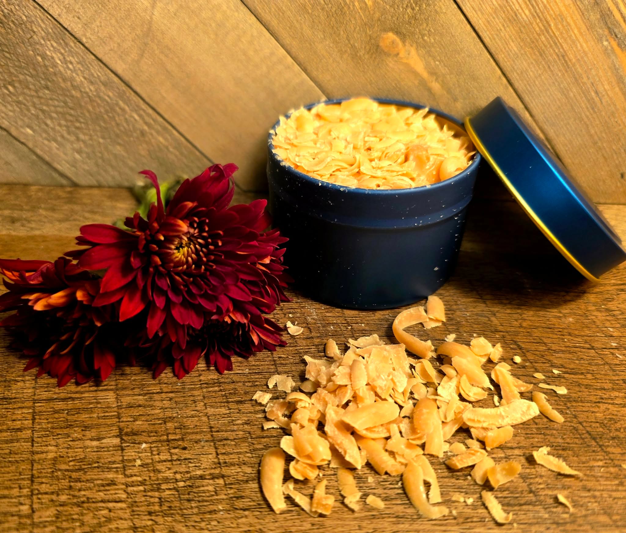 Sandalwood Mysore and Frankincense Grated Soap End Cut Pieces Comes in 4oz Blue Tin Carefully Grated After Cut Leftover Cut End Pieces from Soap Making Process